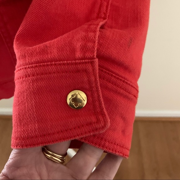 •Liz Claiborne• Coral Denim Zipper Jacket-Size XL - Picture 5 of 9